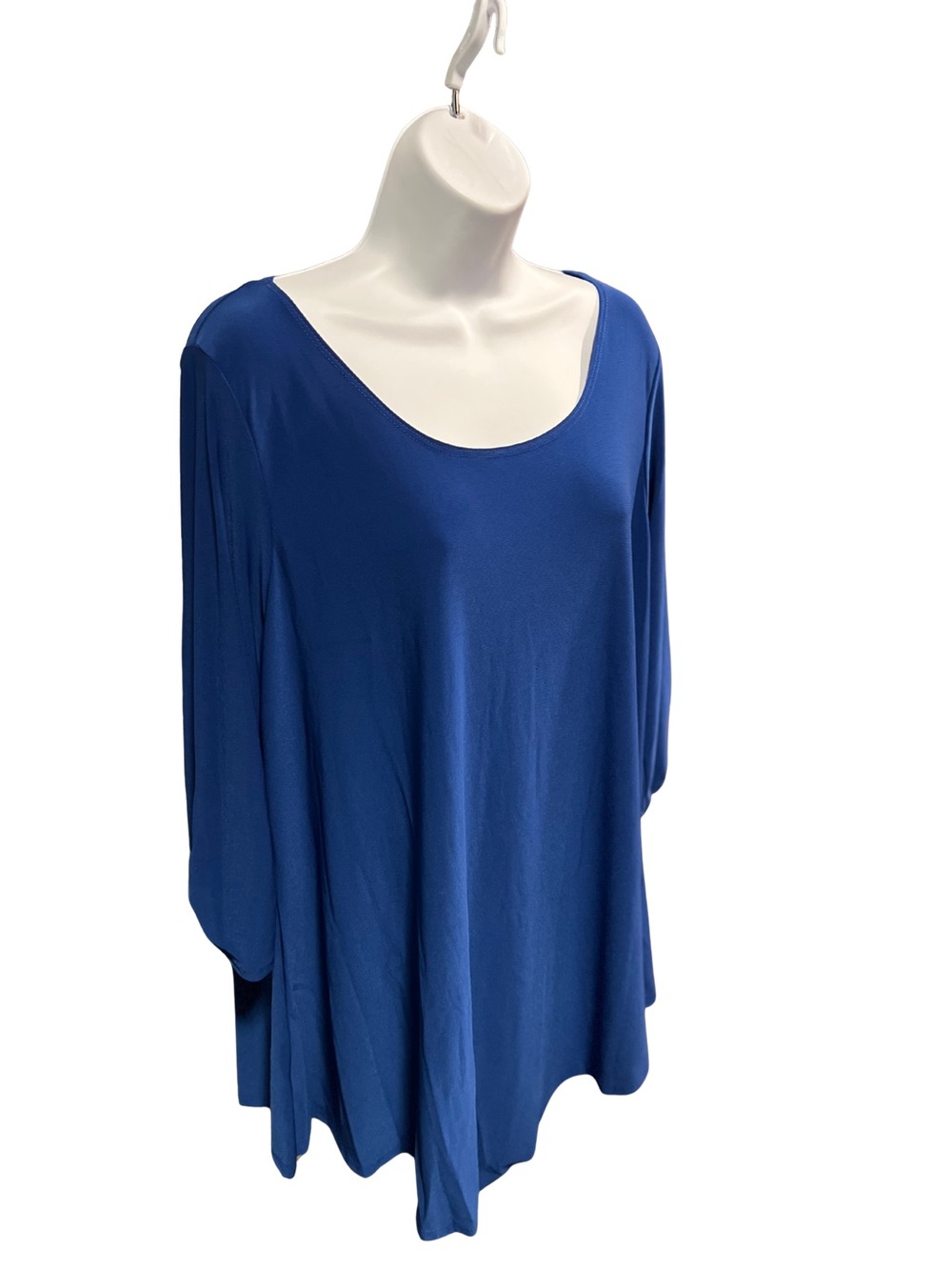 Women's Star Vixen Navy Blue Scoop Neck Long Flutter Sleeve Blouse Plus Size 2X